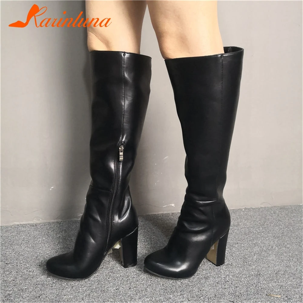 

Brand Design Big Size 47 Top Quality Sexy Women Shoes Rding Boots Woman Party Chunky High Heels Shoes Woman Knee High Boots