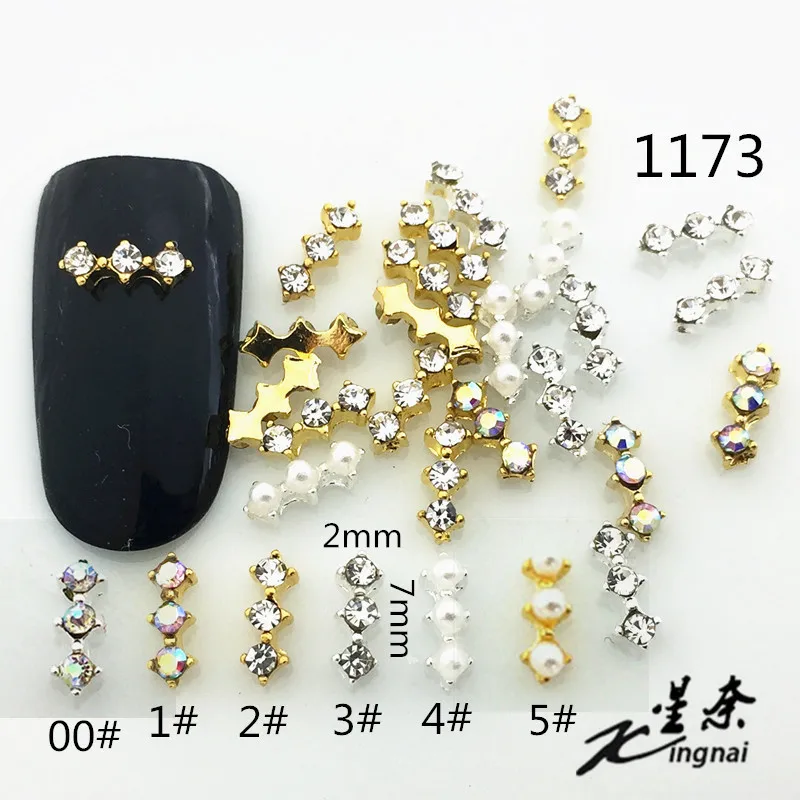 

100pcs/bag New Japan Korea 3D Nail Art Deco Metal Fancy Style with Glitter Crystal Nail Accessory DIY Nail Tool For Maincure