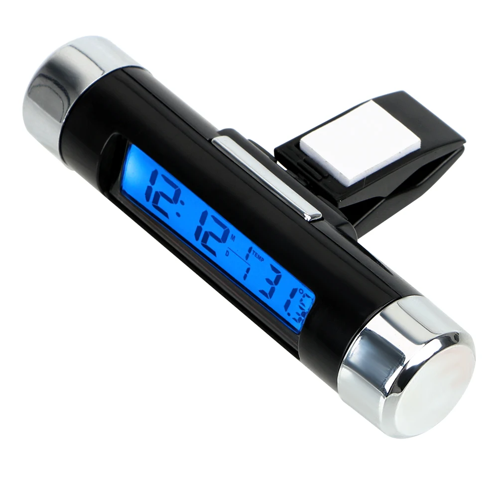 

3 in 1 LCD Display Screen Clock Calendar Automotive Accessories Car Auto Thermometer Digital Blue back light Car Ornaments