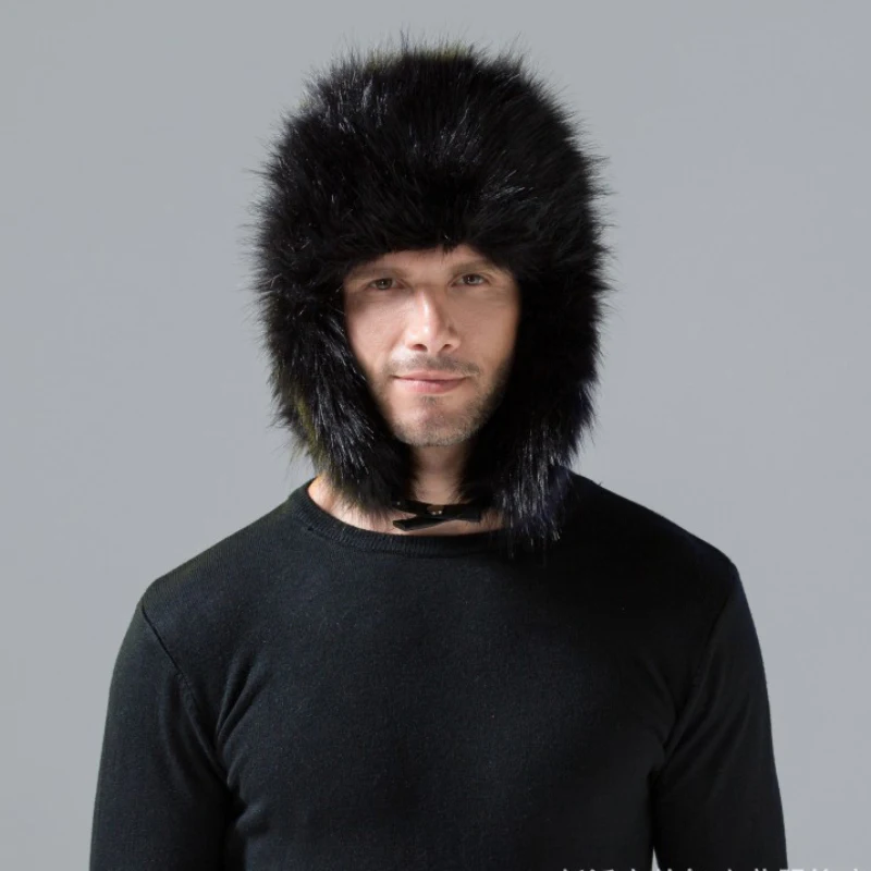 HT1478 популярные модные зимние шляпы для мужчин, Толстая теплая шапка из искусственного меха, Повседневная Лыжная Шапка-ушанка, шапка-ушанка, однотонная мужская Русская Шапка