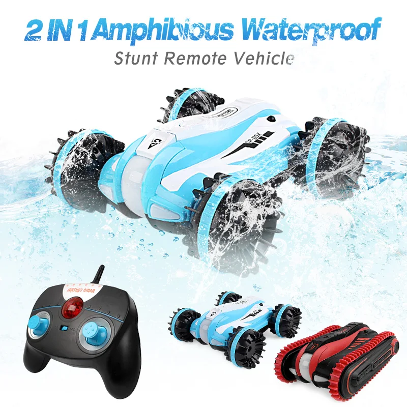 

Amphibious Waterproof RC Car Stunt Vehicle Land Water Off Road Truck 2.4Ghz 1/12 High-Speed 360 Degree Spins & Flips