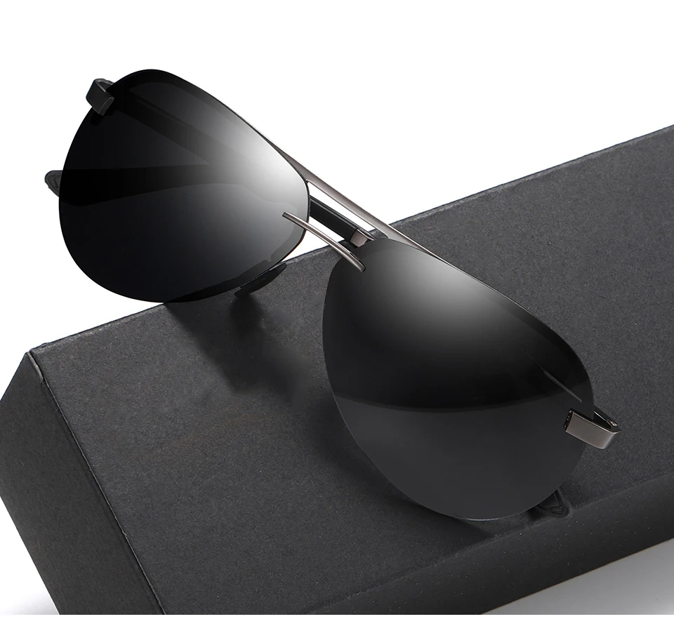 polarized sun glasses half frame brown metal frame (8)