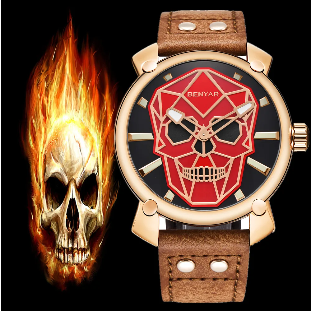 

BENYAR Luxury Brand Fashion Sports Watch Mens Waterproof Quartz Leather Military Watches Men Relogio Masculino erkek kol saati