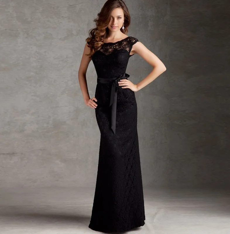 

party prom dresses mermaid belt vestido de renda 2014 new fashion sexy women black lace elegant long evening dress free shipping