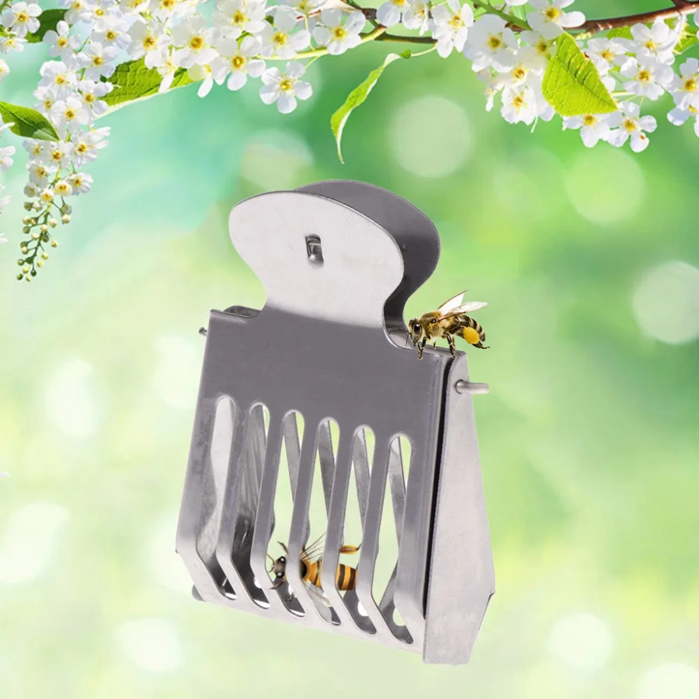 

1Pc Bee Cage Stainless Steel Prisoner Queen Beehive Beekeeping Tools Equipment Accessories C42