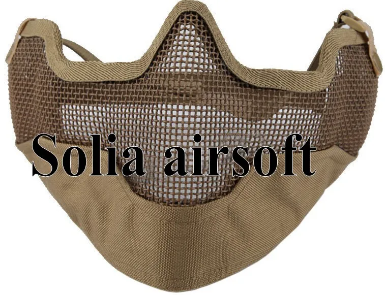 

Half face metal net mesh protect mask airsoft hunting Military Sand