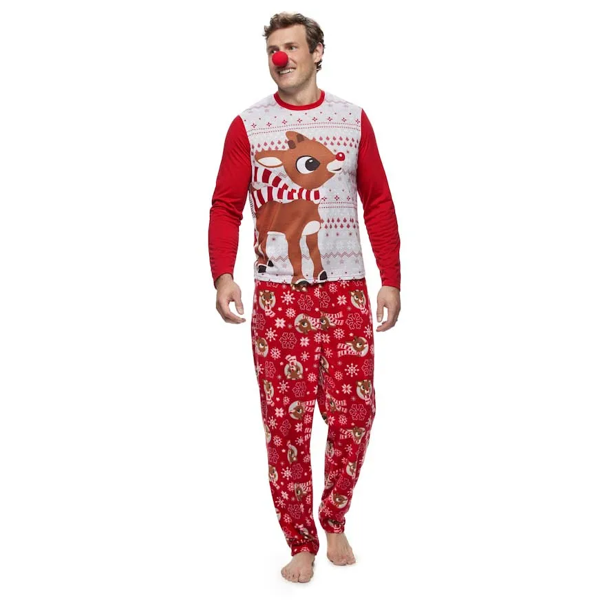 Модные рождественские пижамы для взрослых и детей, одинаковые комплекты для семьи, пижамы, хлопковая одежда для сна, одежда для сна красного цвета