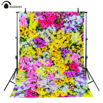 

Allenjoy Photographic Background Pink purple yellow white backdrop Beautiful and colorful Flower background camera fotografica