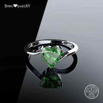 

Shipei 100% 925 Sterling Silver Fine Jewelry Yellow Pink White Sapphire Emerald Ruby Heart Ring for Women Men Anniversary Gift