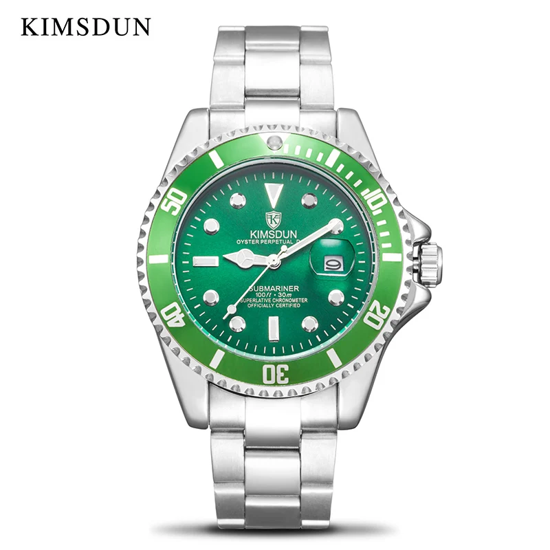 KIMSDUN الميكانيكية ووتش الرجال التلقائي الذاتي الرياح الساعات الفاخرة العلامة التجارية الكلاسيكية 3Bar المياه مقاومة Reloj دي هومبر جودة عالية