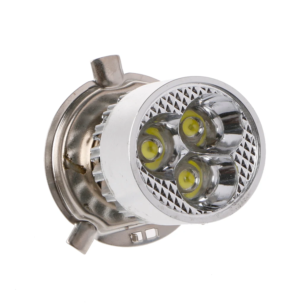 

New DC 12-80V H4 3 LED Motorcycle Headlight Bulb Hi/Lo Scooter Lamp ATV Fog Light qyh