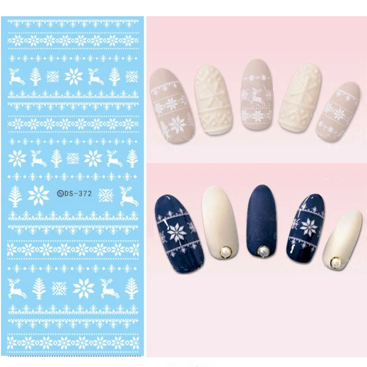 1 лист снежинка Водные Наклейки для ногтей Рождество переводная наклейка для ногтей Рождественский Олень Дизайн ногтей конфетти татуировки наклейки для ногтей s Deco