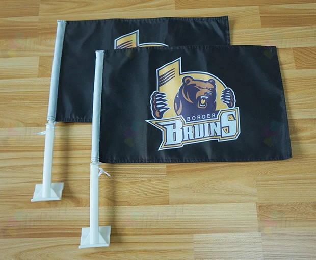 

200pcs Cusotm Printing Car Window Sports Team Car Flag with print both sided (Flag size-30X45CM, pole-52CM)