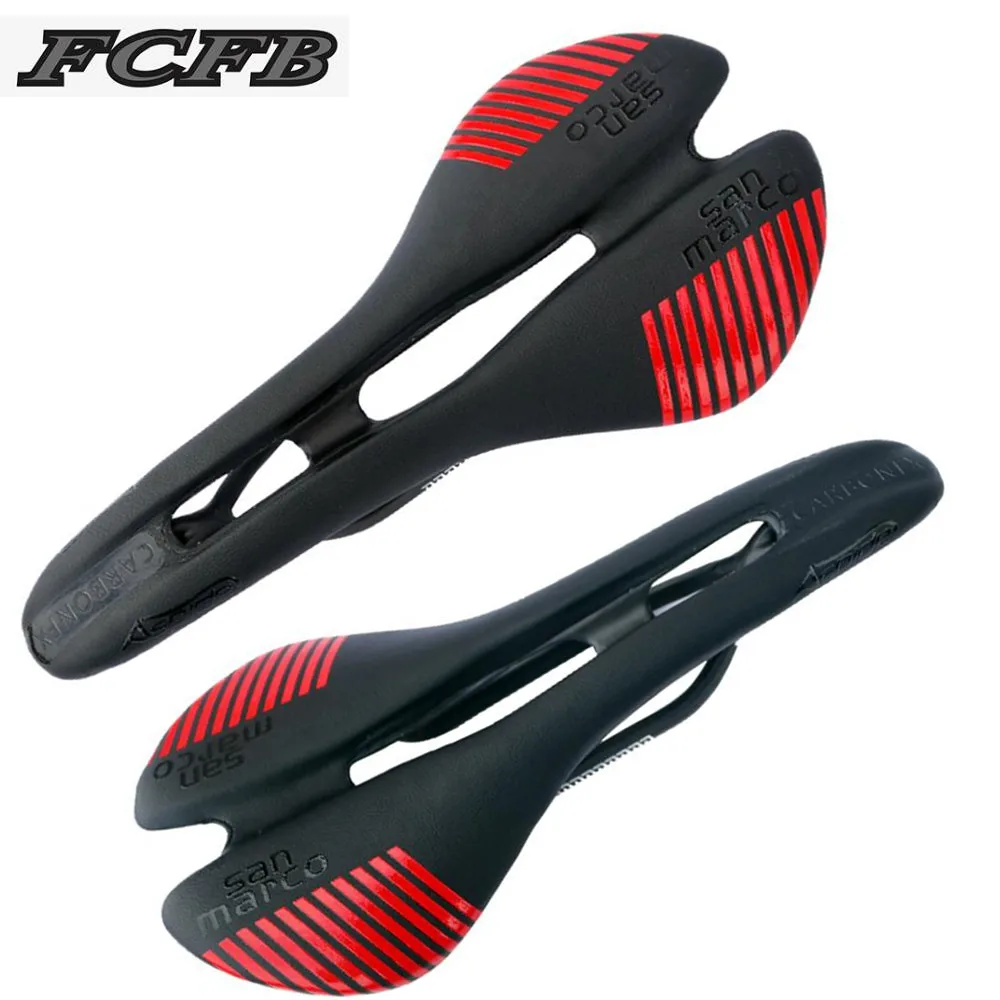

FCFB San Marco ASPIDE saddle road bike black white Carbon Fiber Leather saddles bicycle sillin bici Rail bow cushion 115g