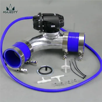 

3''76mm 90 degree Flange Pipe+ SQV Blow Off Valve BOV IV 4 black +silicon Hose kit blue