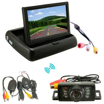 

3 In 1 Auto Video System 4.3 Inch tft LCD Foldable Car Display Monitor with 2.4Ghz Wireless Car Backup Reverse Rear View Camera