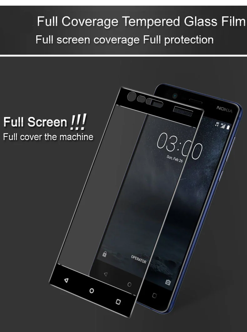 1 шт закаленное стекло для Nokia 3, Защита экрана для Nokia 3, полное покрытие для Nokia 3 TA-1020 TA-1032, 3D пленка с закругленными краями HATOLY
