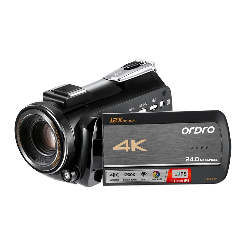 

Camcorder 4k Video Camera Professional ORDRO AC5 12X Optical Zoom Wifi PC Camera with Microphone Wide Angle Lens Hood