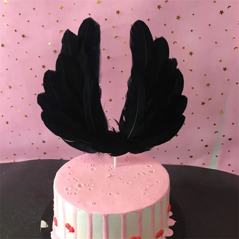 

Romantic Beautiful Angel Wings Cake Decoration Feather Cake Card Wedding Party Decoration Dessert Table DecorationPAD05
