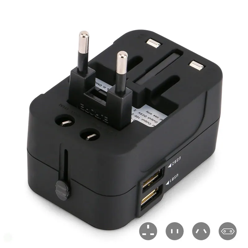 

MultiFunction Travel Charger Universal Conversion Dual 2 USB Converter Adapter Standard Smart Socket Variable Plug Fold Adapter