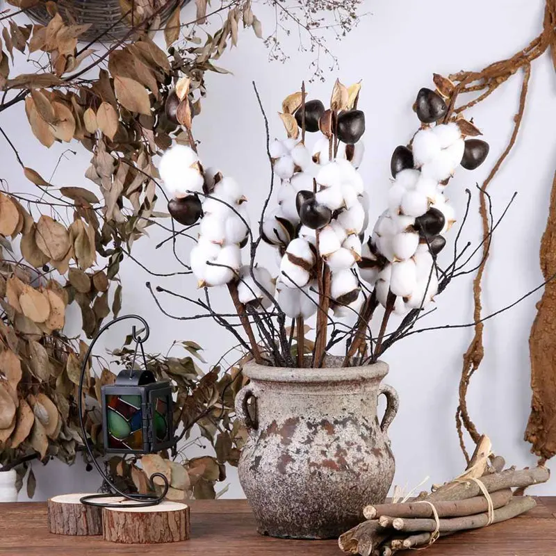 

New Style Artificial Cotton Flower 2 colors Single Branch Simulation Flower DIY Wedding Decoration For Home Party Office 1 PCS