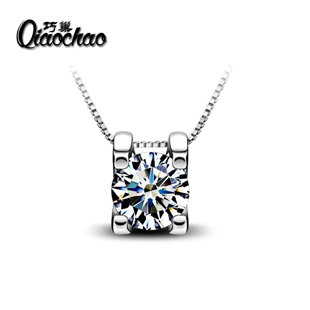 Silver Plated Round Crystal Necklace Pendant Fashion Lady Jewelry