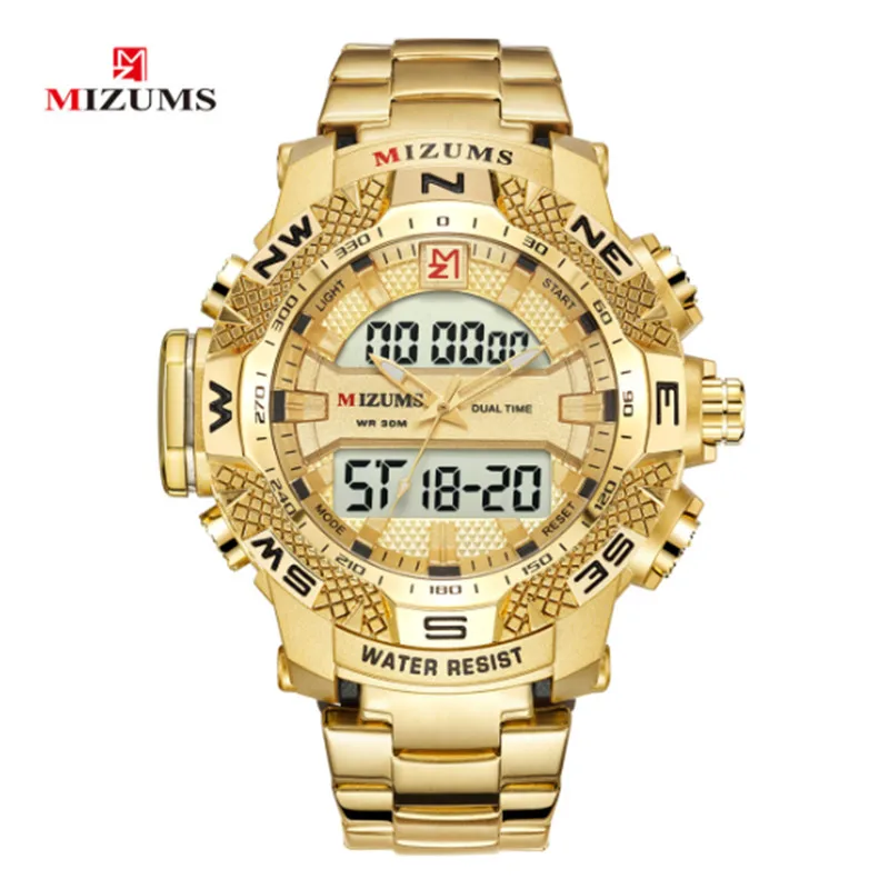 

Fashion MIZUMS Brand Men Sports Watches Men's Quartz LED Digital Clock Male Waterproof Military Watches Men Wristwatch 8024
