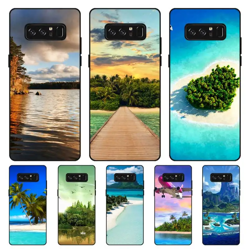 P103 остров черный силиконовый чехол для samsung Galaxy Note 3 4 5 8 9 10 Plus M10 M20 | Мобильные