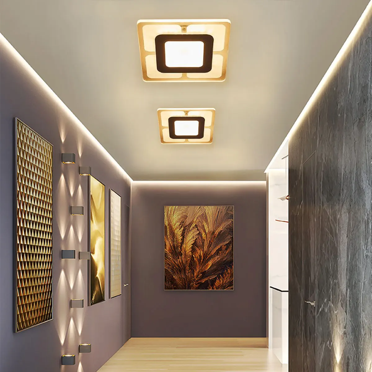 

LED Ceiling Light Lamp Lighting Wall Living Room Lights Ultra-thin Accessory Kitchen Modern Bathroom 17W Rectangle