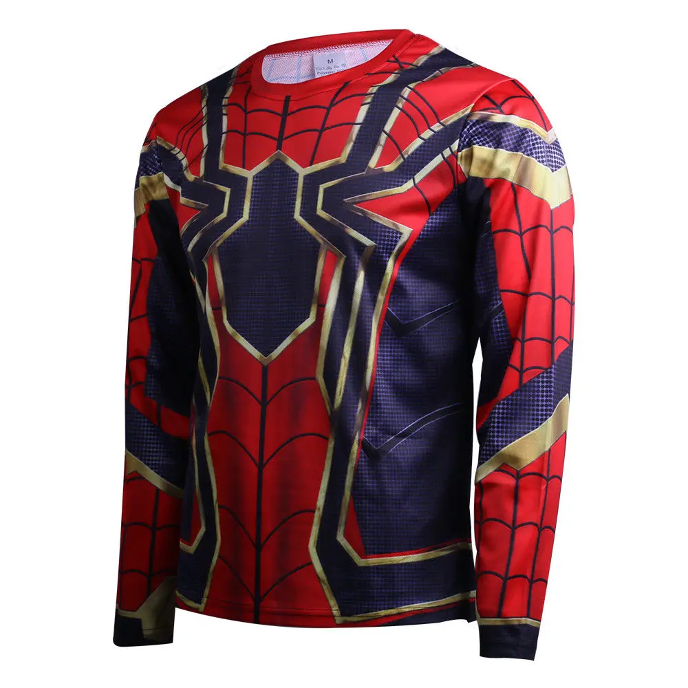 Cosplay Avengers Infinity War Spiderman T-Shirt Long Sleeve Men's T-Shirts New3
