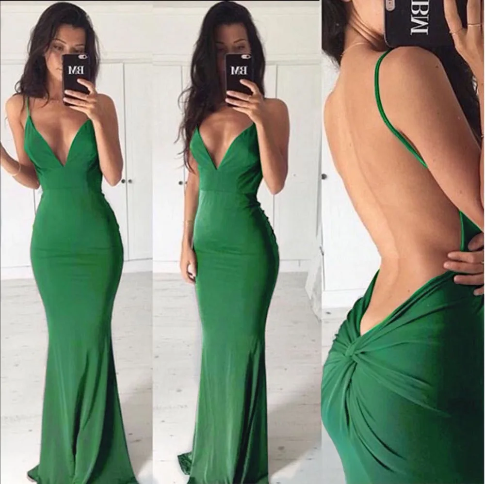 Sexy Prom Dress,Backless Chiffon Long Prom Dresses,V neck Prom Dress,Cheap Evening Dress2
