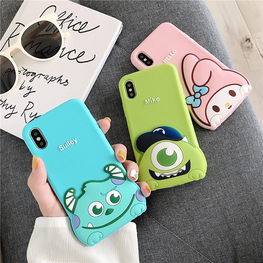 

3D Cute Cartoon Monsters Sully Mike My Melody Phone Case for iPhone 6 6s 7 8 Plus X XR XS Max Soft Silicone Cover Fundas Coque