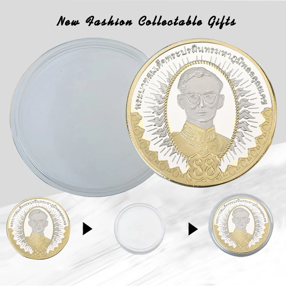 WR Bhumibol Adulyadej памятная Золотая и Посеребренная монета с Чехол Таиланд король вызов Золотая монета для сувенира