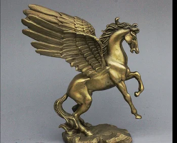 

zhmui8800283981+++7" China Brass Hand-engraving Carve Beautiful Fly Horse Apsaras Decorate Statue