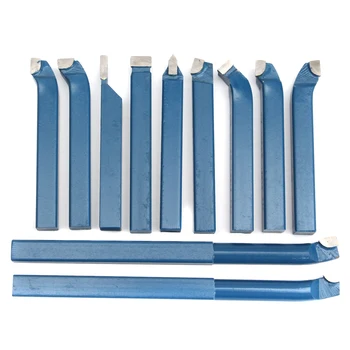 

11 x 10mm(3/8") Carbide Tip Cutting Turning Boring Bit Mini Metal Lathe Tool Set Carbide + Steel for Metal Working Lathe thread