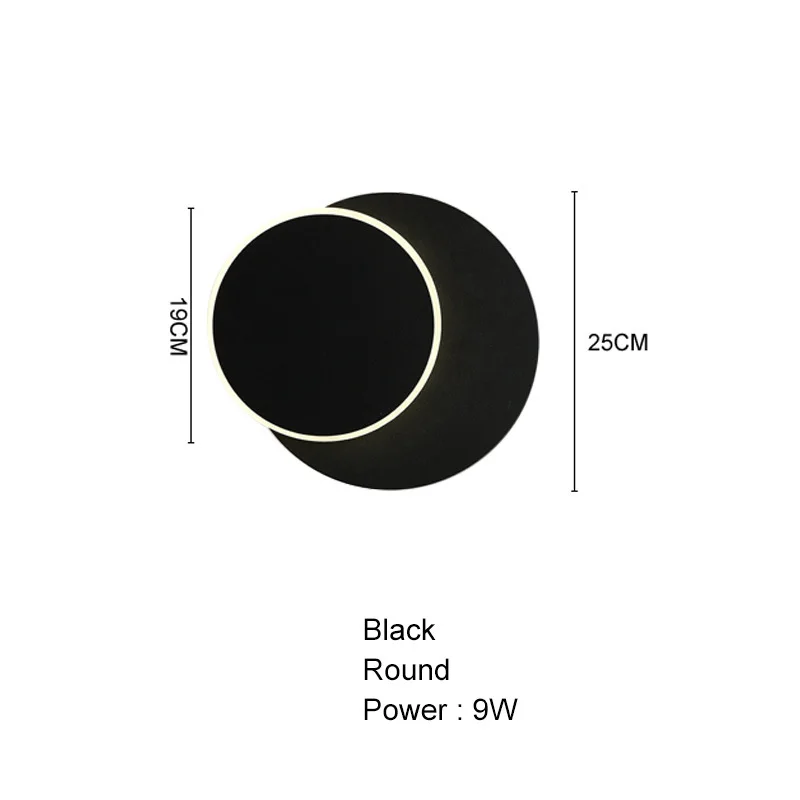 Современный светодиодный настенный светильник для ванной комнаты, прикроватный светильник для чтения, для дома, отеля, прихожей, светильник, Wandlamp - Цвет абажура: Round black 9W