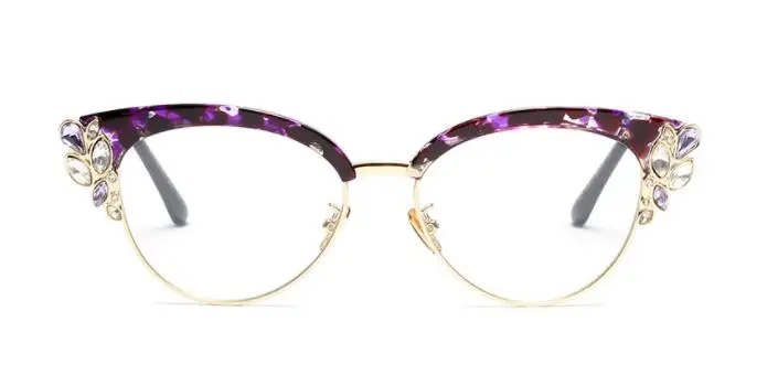 Cat Eye Shiny Rhinestones Lady Glasses Frames Women Sexy CCSPACE Brand 45120 Signer Optical EyeGlasses Fashion Eyewear