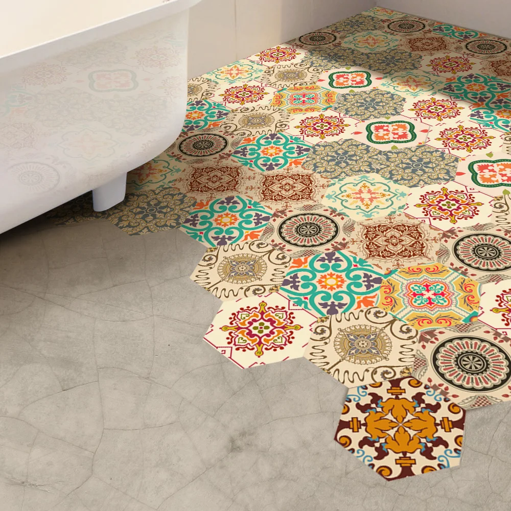 

Funlife Baroque Anti-slip floor sticker,Geometry Hexagon Mat Design Wall Sticker,Self-adhesive Waterproof Home Decor Bathroom