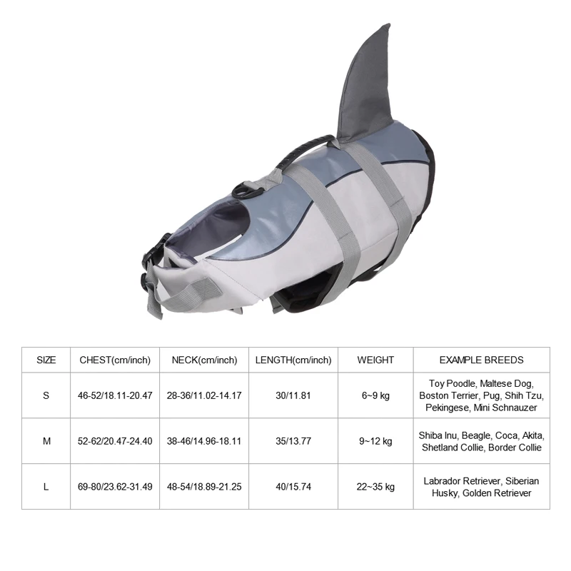 Летний спасательный жилет для собак, одежда в стиле акулы, флотационный жилет для маленьких, средних и больших собак, безопасный плавательный костюм, консервант - Цвет: Shark