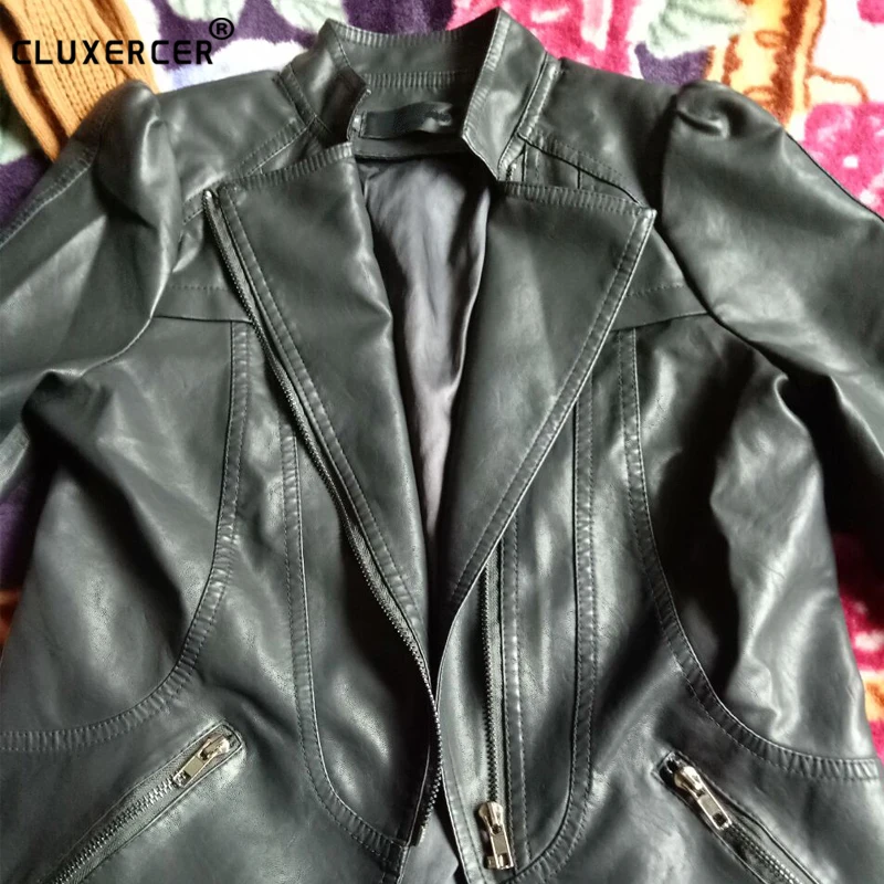 2018 Plus En 3xl De Manteau Mince Mode Courte Cuir La Veste Hiver S Taille Femmes Survêtement Automne Femme Black rqSrYv