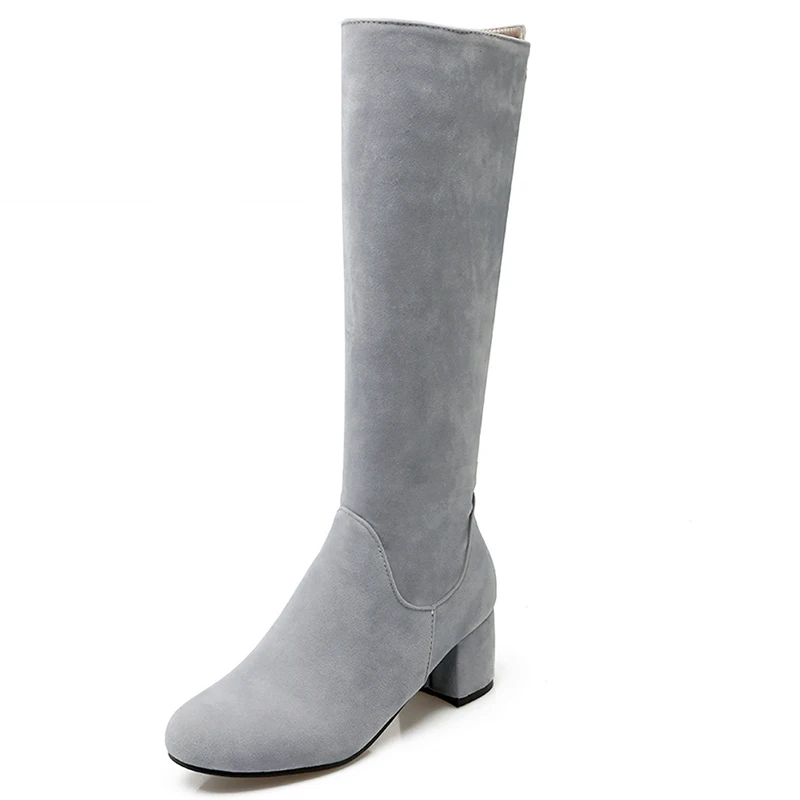 Big Size 34 43 Nubuck Knee Boots Women s Autumn Winter Shoes Thick Heels 2016 Fashion
