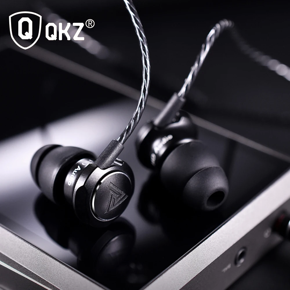 Оригинальные стереонаушники QKZ с микрофоном наушники вкладыши басами