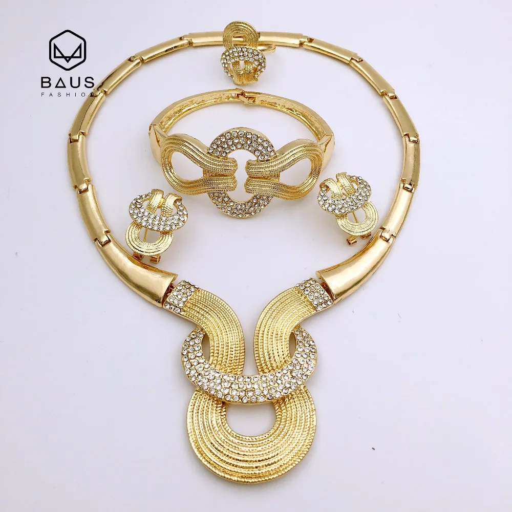 Cadeau de mariage grand Nigeria ensembles de bijoux parure bijoux femme Dubai couleur or ensembles de bijoux Africains Perles Éthiopiennes conception de