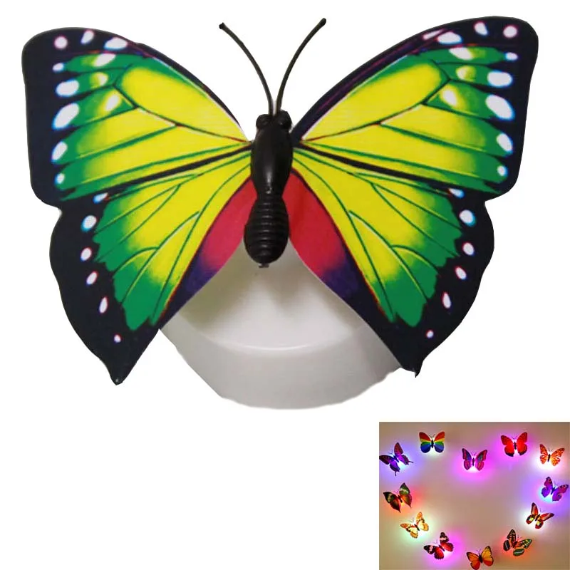Figurine Miniature night light lamp Colorful Fiber Optic Butterfly Nightlight LED Butterfly