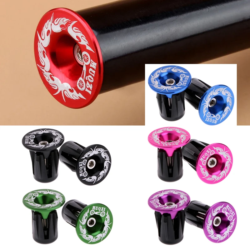 1Pair Aluminum Alloy Cycling Durable alloy handlebar For MTB Road Bike Bicycle Aluminum Handlebar Grips Handle Bar Cap End Plugs