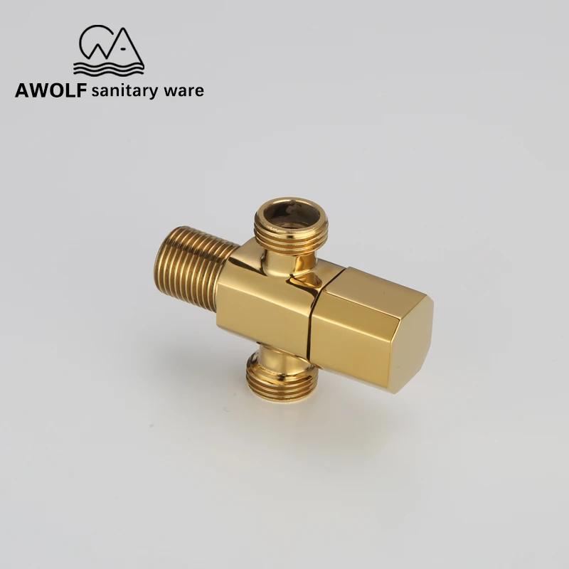 Туалет наполнения клапаны твердая латунь G1/" Угловой клапан Титан позолота настенный Аксессуары для ванной комнаты воды остановить AF612