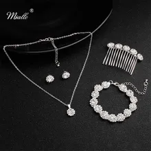 Miallo модные свадебные украшения со стразами наборы австрийских кристаллов браслеты серьги ожерелья Свадебный гребень для волос ювелирный набор