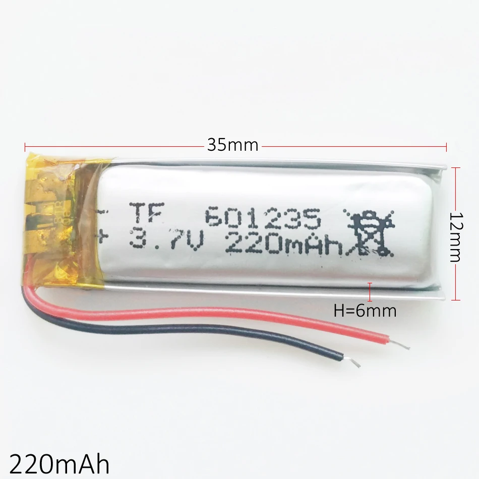 5 шт. 3,7 в 220 мАч перезаряжаемая батарея 601235 литий-полимерные литий-ионные аккумуляторы для DIY Mp3 MP4 MP5 gps psp bluetooth наушники