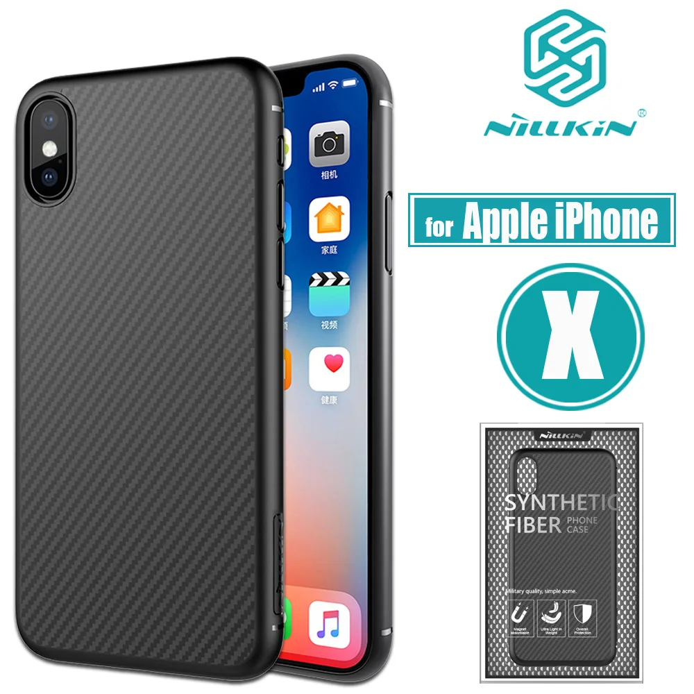 Nilkin для iPhone х чехол Nillkin Synthetic углеродного волокна PP Пластик телефон сумка жесткий