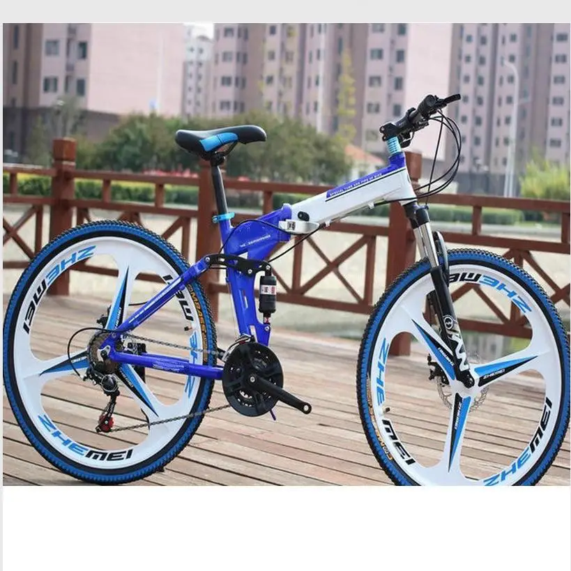 

Kalosse Hydraulic brakes Full suspension Folding Mountain bicycle DIY colors 21/24/27/30 speed mountain bike man